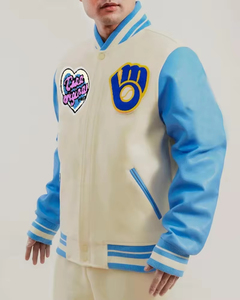 Veste de sport pour homme en coton mélangé, style streetwear, inspirée du vintage, avec blocs de couleur contrastés aux manches, chaude, confortable, respirante et à col montant. - Product Image 5