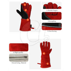 Gants de soudeur en cuir de couleur unie pour adultes Protection thermique Fabrication en usine - Product Image 2