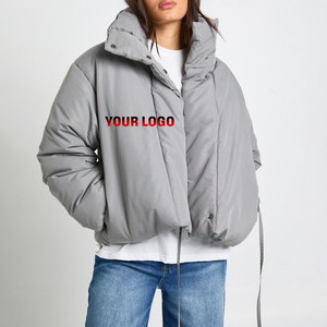 High Quality Custom Made Solid Color Hip Hop Style <b>Crop</b> Bubble <b>Jacket</b> Without Front Zip Streetwear Lightweight Warm <b>Jacket</b> - Product Image 1