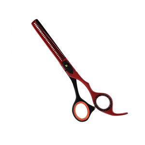 Tijeras de adelgazamiento recubiertas de papel negro y rojo 6 pulgadas 24 dientes Tijeras de dientes más delgadas para el cabello con anillo de goma - Product Image 4