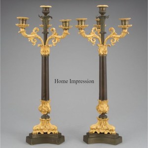 Lot de 2 candélabres de qualité luxueuse de 3 bras en plaqué or et de couleur noire de fournisseur indien - Product Image 2