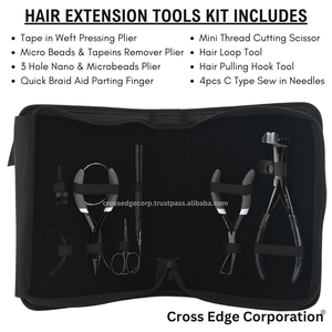 Kit profesional de extensiones de cabello de queratina, alicates de cinta de pelo de acero inoxidable de grado quirúrgico, herramientas de extensión de máquina de prensado - Product Image 2