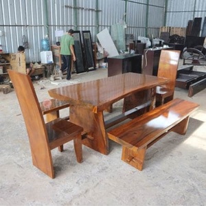 Ensemble de salle à manger en bois massif, table rectangulaire et banc, meubles de cuisine, design moderne minimaliste pour la salle à manger à domicile - Product Image 5