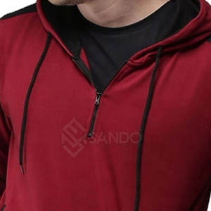 Pakistán Fabricación Hombres Half Zip Hoodies Maroon Color Hombres Half Zip Basics Algodón Blended Hoodies Casual Sudadera con capucha para hombres - Product Image 6