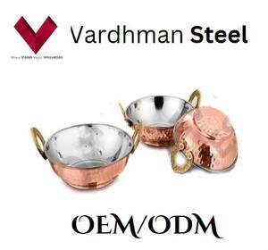 Kadai en acier inoxydable de style classique avec placage de cuivre pour la cuisson de la friture à l'étouffée faisant du curry poêle à frire en métal durable - Product Image 4