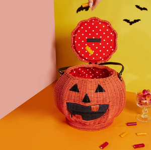 Vente en gros panier de citrouille tissé à la main avec couvercle Halloween Trick-or-Treat Tote Halloween Decor Gifts Made in Vietnam - SISU - Product Image 3