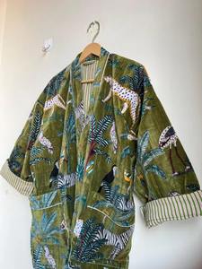 ชุดกิโมโนผ้ากำมะหยี่สำหรับผู้หญิงเสื้อคลุมพิมพ์ลายป่าสีเขียวขนาดพิเศษเป็นมิตรต่อสิ่งแวดล้อมสำหรับเจ้าสาวเสื้อคลุมสำหรับเจ้าสาวผ้าฝ้ายกำมะหยี่ - Product Image 2