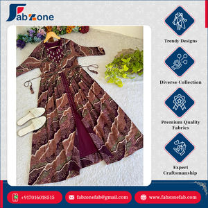 Nouveau designer de style indien travail à la main brodé multi couleur vin tenue de fête superbe robe en tissu de rayonne lourde pour les femmes - Product Image 3