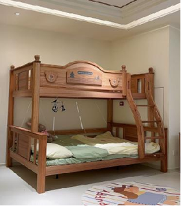 Cama de pared de madera maciza de caoba, cama de plataforma tamaño matrimonial, litera moderna de caoba - Product Image 2