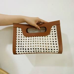 Trendy Vintage Bali Rattan Cane Webbing Bag New Genuine Leather Handbag - Product Image 2