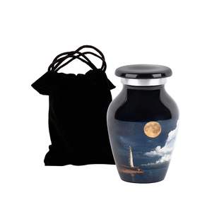 Urna funeraria grande de aluminio esmaltado en color negro de alta calidad para cenizas, urna conmemorativa personalizada para adultos. - Product Image 4