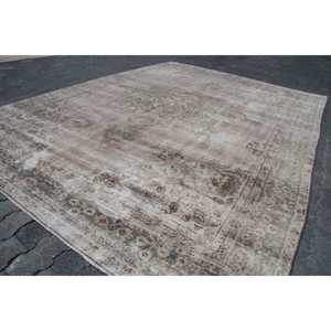 Tapis turc 7,7 x 10,6 pieds, tapis vintage, tapis gris à imprimé animal en laine - Product Image 3