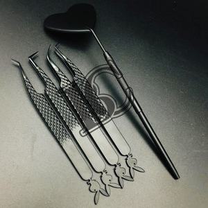 Top Sale Sustainable Stainless Steel Gold-Plated Pocket Eyelash Extension <b>Mirrors</b> Black Color Beautiful Lash Custom Logo - Product Image 4