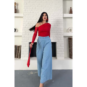 Women's Wide-Leg <b>Jeans</b> with <b>Elasticated</b> Back Comfortable and Stylish - Product Image 1