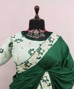 เครื่องประดับแบบดั้งเดิมดูหรูหราของชนเผ่าทำจากผ้าไหมลาย Kanchipuram lehenga ชุดเจ้าสาวสุดหรูสำหรับการแต่งงานที่ยิ่งใหญ่ชาติพันธุ์ - Product Image 5