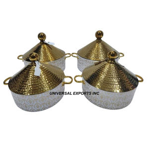 Juego de dos ollas de metal cazuela hecha a mano de calidad superior clásico elegante nuevo calentador de alimentos de metal - Product Image 3