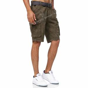 Nuevo pantalón corto Cargo de moda para hombre con estampado de hojas 100% tela de algodón Uppe, lados inferiores, bolsillos traseros con trabillas para el cinturón - Product Image 3