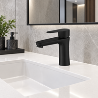 Robinet de salle de bain monocommande WYRAX en acier inoxydable brossé moderne, à poser sur le plan, avec cartouche céramique – Meilleure vente
