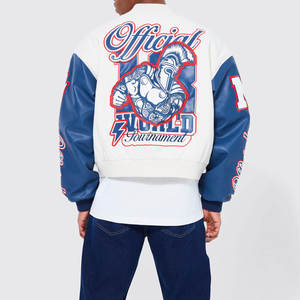 Design Your Own Logo Thin Bomber Winter Jacket Men Plus Size Winter Comfortable 100% <b>Wool</b> Body & Genuine And Original Leather - Product Image 2