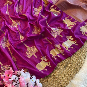 Elegante Look Indian Boutique Banarasi Seda Saree Diseñador de moda Último Tradicional Exclusivo Fancy Party Nupcial Ropa de boda - Product Image 1