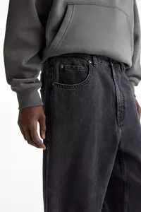 Jeans de Mezclilla de Pierna Ancha para Hombre, Estilo Vintage, Lavado Monkey, con Patrón Sólido, Ecológicos, Casuales de Verano, con Bolsillos y Logotipo Personalizado - Product Image 2