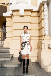 Robes décontractées pour femmes de haute qualité robe courte Kenzie robe A-Line tissu de bonne qualité vêtements pour femmes blanc Vietnam usine - Product Image 3