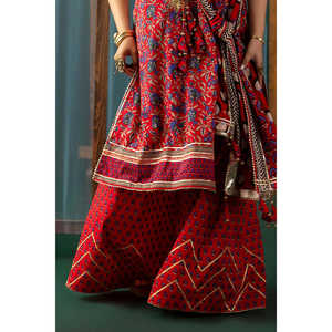 Conjunto de 3 Piezas de Traje Holgado para Mujer, 100% Algodón Transpirable, Bordado Gota, con Dupatta Estampada CL-62040 - Product Image 6