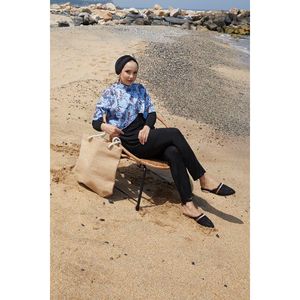 Maillot de bain islamique modeste bleu à motif hypoallergénique taille haute XL, tenue de plage écologique, emballage individuel - Product Image 3
