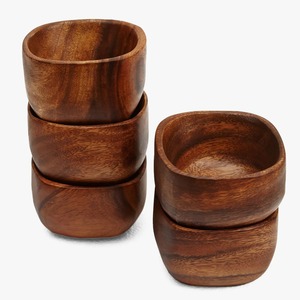Bol en bois d'acacia massif ensemble de service de dîner bols en bois durable de bonne qualité vaisselle - Product Image 1