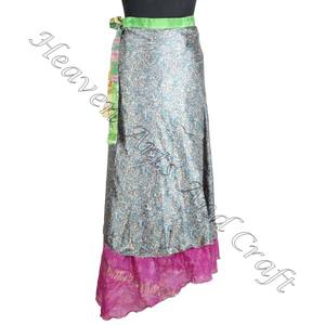 กระโปรงทรงส่าหรีทรงฮิปปี้มายากล2ชั้นแบบย้อนกลับได้ผ้าห่อตัวยาวผ้าไหมพิมพ์ลายมหัศจรรย์ยาว38นิ้ว - Product Image 2