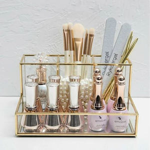 Design attrayant verre clair 6 compartiments boîte de rangement verre clair boîte utilisation polyvalente accessoires de maquillage décoration - Product Image 5