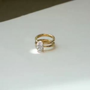 แหวนเพชรเม็ดเดี่ยวสีทอง14K วงคู่แหวนเพชรรูปวงรีสำหรับปลูกในห้องปฏิบัติการแหวนหมั้นเพชรสำหรับงานแต่งงานเครื่องประดับชั้นดี - Product Image 4