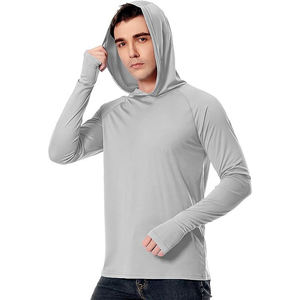 Sweat à capuche de pêche pour homme grande taille respirant avec logo personnalisé, anti-UV 50+, séchage rapide, manches longues - Product Image 1