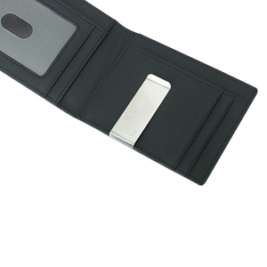 <b>Men's</b> Genuine Leather Slim <b>Wallet</b> With Striped Lining Fold Closure Card Holder Short Length Minimalist Design - Product Image 2
