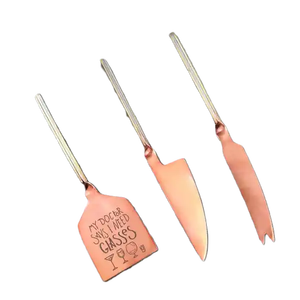 Dernier modèle de lot de 3 outils à fromage Set d'épandage de beurre en acier inoxydable couleur or Couverts pour vaisselle - Product Image 6