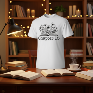 T-shirt Grafica 'Capitolo 15' per Amanti dei Libri di 15 Anni, Abbigliamento Promozionale per il 15° Compleanno - Product Image 3