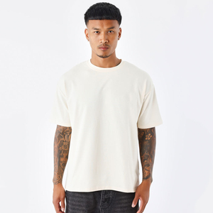 Camiseta en blanco ajustada de algodón 100% personalizada en stock de alta calidad, camiseta pesada de gran tamaño con hombros caídos para hombre - Product Image 3