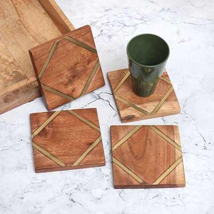 High Quality Customizable Round Olive Wood & Epoxy Resin Luxury Handmade Eco-Friendly <b>Coaster</b> <b>with</b> <b>Holder</b> <b>Set</b> MOQ 10 - Product Image 2