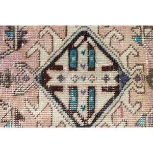 พรมวินเทจตุรกีลายปะติดปะต่อ ขนาด 2.2x12 ฟุต  พรมวูลปูพื้นแบบมีแผ่นรองลาเท็กซ์รักษ์โลก สีชมพู - Product Image 5