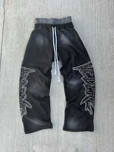 Pantalones de chándal con logotipo personalizado de doble cintura para hombre de alta calidad al por mayor, pantalones de chándal holgados de algodón 100% para hombre - Product Image 4