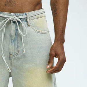 Shorts en jean pour hommes à prix avantageux avec fermeture à boutons et poches latérales pour la vente en gros Shorts tendance décontractés de haute qualité - Product Image 3