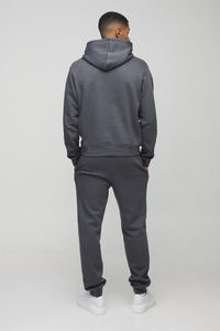 Pull à capuche gris anthracite et pantalon de survêtement 2 pièces tenue Streetwear en polaire douce personnalisée avec poche kangourou et cordon de serrage à la taille - Product Image 2