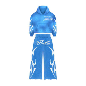 Vente flash : Survêtements personnalisés délavés au soleil, en molleton français, pour hommes, avec broderie, ensemble de survêtements, pantalon évasé surdimensionné, survêtement classique pour hommes - Product Image 5