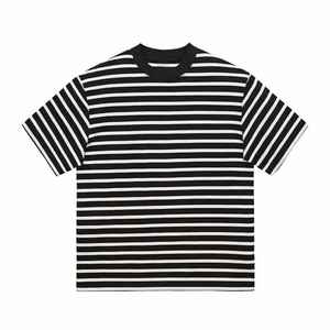 Camiseta de Hombre a Rayas, 100% Algodón, Cuello Redondo, Corte Regular, Tejido de Punto Teñido, Informal, Manga Corta - Product Image 1