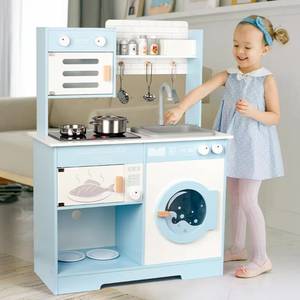 Best-seller Nouveau Classique Bleu <span class=keywords><strong>Cuisine</strong></span> Jouets En Bois Faire semblant Jouer Jouet <span class=keywords><strong>Cuisine</strong></span> Équipé De Robinet D'eau Simulé pour Enfants - Product Image 3