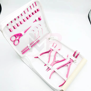 Stainless Steel Custom Logo Professional Hair Extension Pliers Tools Kit Set With <b>Tape</b> in Press Pliers & Sectioning Clips - Product Image 2