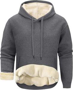 Luxurious Winter <b>Hoodies</b> crafted from warm <b>Sherpa</b> fabric pullover design kangaroo pocket long sleeves elastic ribbed hem cuffs - Product Image 1