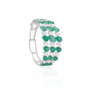 Bracelet manchette goutte d'eau émeraude - Accessoire de bijouterie tendance - Product Image 3