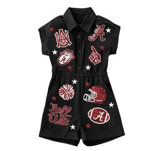 Combinaisons décontractées élégantes à taille haute, respirantes, noires brillantes, brodées de sequins, pour les jours de match des équipes célèbres, vente en gros OEM/ODM - Product Image 2