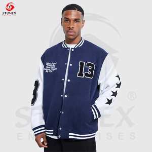 Chaquetas universitarias de talla grande al por mayor, chaquetas universitarias en blanco, chaquetas universitarias lisas con logotipo personalizado, chaquetas para hombre - Product Image 1